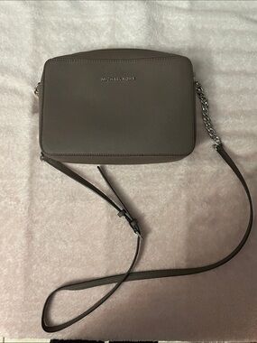Michael Kors Taupe Saffiano Leather Chain-Strap Crossbody